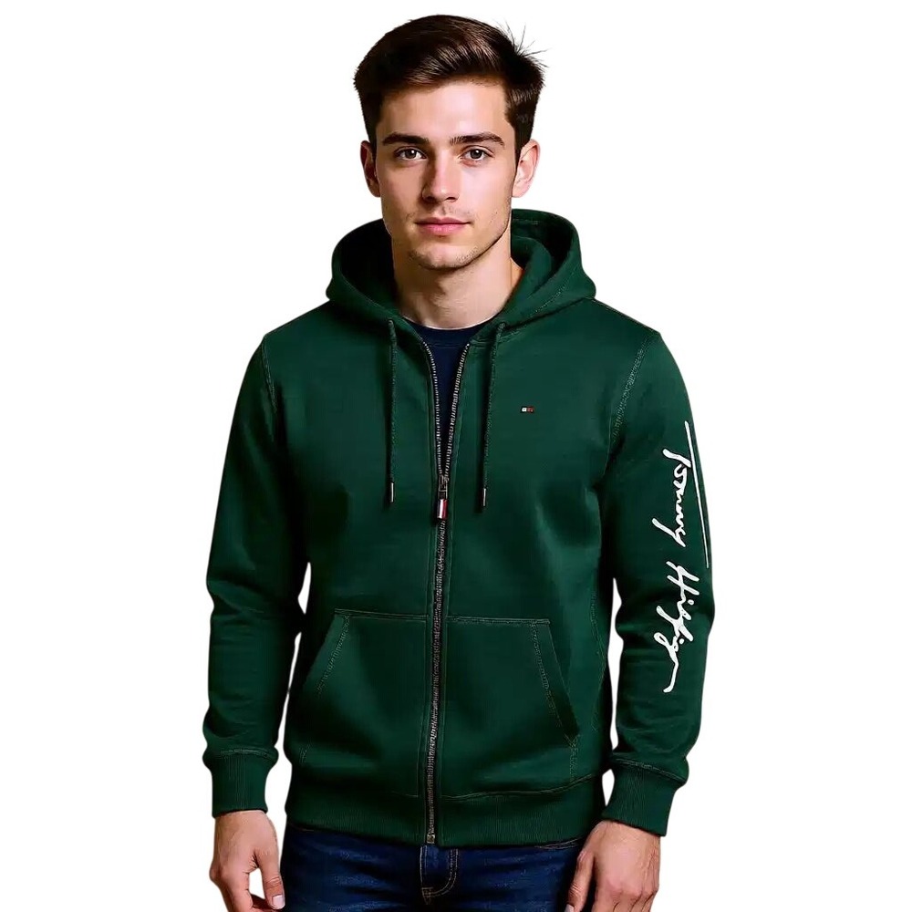 Tommy Hilfiger Big Boys Full Zip Hoodie Green Script Logo Fleece XL 18-20 NWT